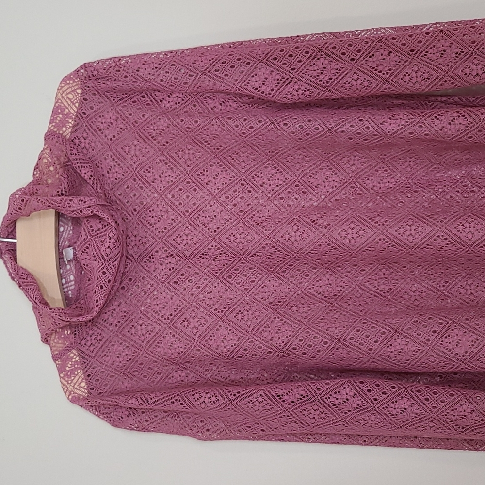 Free People Sweet Memories Lace Turtle Neck Top Rose - Picture 4 of 9